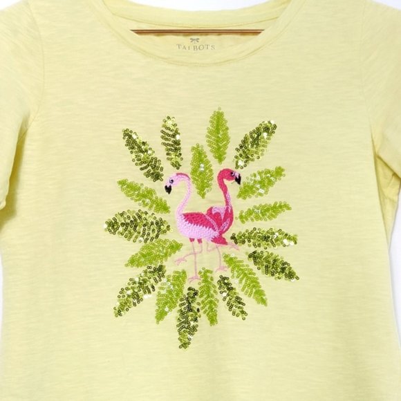 Talbots Petite • Sequin Embroidered Flamingo Tee - Picture 5 of 8
